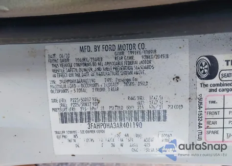 2010 Ford Fusion Se from USA, damaged, VIN 3FAHP0HA3AR401190
